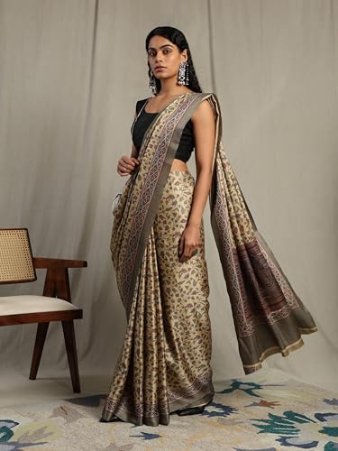 Image of Garden Vareli Pashmina Saree With Unstitched Blouse Piece