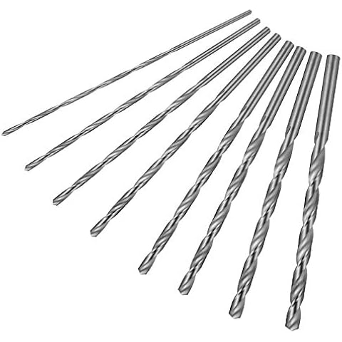 Winkwinky 8 Pcs 200mm Extra Long Twist Bits Set, 4mm 4.2mm 4.5mm 5mm 5.2mm 6mm 8mm 10mm HSS Straight Shank Drill Kit, Cutting Drilling Tool for Aluminum Wood Cover