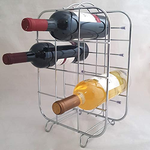 Suporte ou Adega para 12 Garrafas de Vinho de Aço para Chão ou Bancada Cromada CR425 Utimil