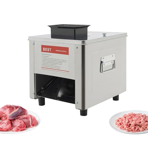 Electric Meat Cutter Vegetables Boneless Chicken Lamb Beef Cutting Machine Stainless Steel Meat Slicer for Home and Commercial, Slicing/Dicing/shredding, 330lbs/h,850W, 310r/min (10mm/0.39in)