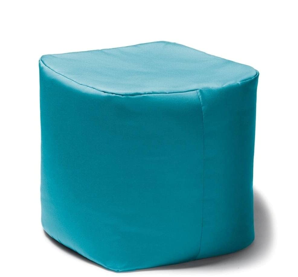 Light Blue Simple Stylish Outdoor Ottoman 17.0 In. X 17.0 In. X 17.0 In. Size, Modern & Contemporary Style, Solid Print, Fade and Weather Resistant | All Season Perfect for Patio Terrace & Balconies