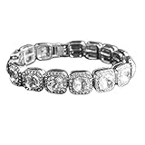 Hip Hop Bling Iced Out Clustered Tennis Chain Bracelet For Men Women Crystal Square Cuban Link Chain Fashion Jewelry