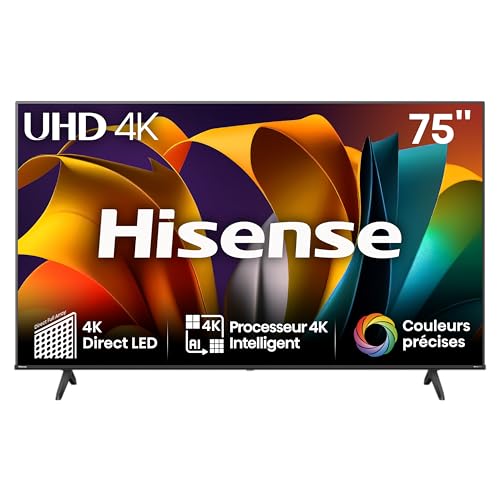 Hisense 75 inch 75A6N 4K UHD Dolby Vision HDR VIDAA Smart TV with Youtube, Netflix, Disney+, Channel + (2024 Model)