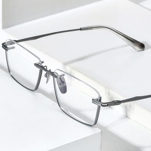 Image of FONEX Pure Titanium Glasses Frame Men Semi Rimless Square Eyeglasses Eyewear DTX416