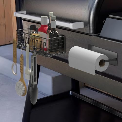 Image of 1 Pack Magnetic Storage Bin and Paper Towel Holder for Traeger Smoker Grills, Suit for Traeger Ironwood 885, Pro Series 34, Pro Series 22, Pro D2 575, Pro 780, Ironwood 650, Z-Grills, Pit boss