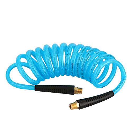 WYNNsky 1/4''×10ft Recoil PU Air Hose, Air Compressor Hose with Swivel Fittings and Bend Restrictors by WYNNsky - Used condition - US$9.74