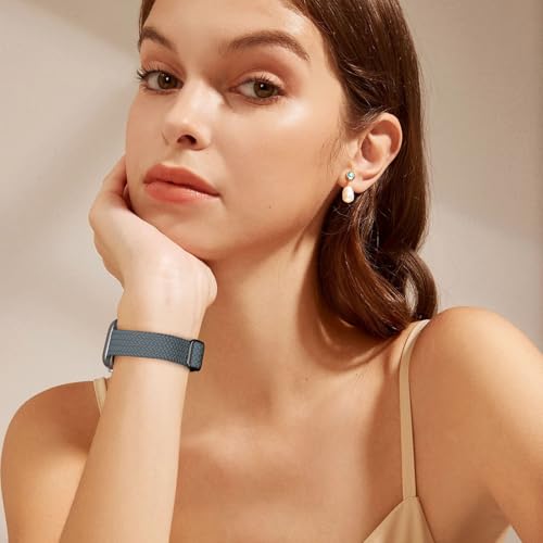 Image of Slim Braided Bands for Apple Watch Band 40mm 41mm 42mm 38mm 46mm 44mm 45mm 49mm Women,Stretchy Solo Loop Nylon Elastic Thin Narrow Skinny Strap for iWatch Ultra 3 SE 3 Series 11 10 9 8 7 6 5 4 3 2 1