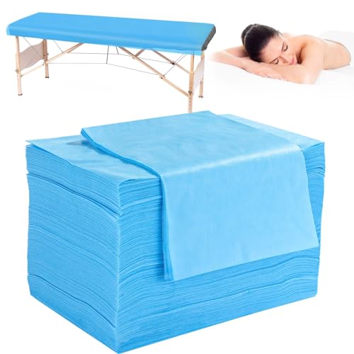 Image of 100PCS Disposable Massage Table Sheets, 71 inch x 31.5 inch Disposable Massage Bed Covers, Breathable Non-Woven Fabric Bed Sheets, Single Use Hygiene Sheet for SPA,Beauty Salons,Hotels (Blue, 71 inch x 31.5 inch)