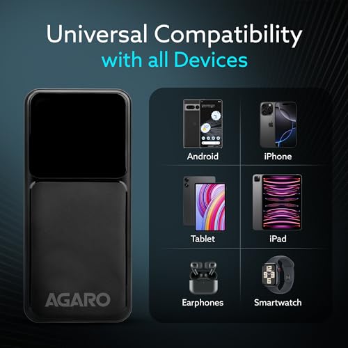 Image of AGARO Imperial Power Bank 20000 mAh, 22.5W Power Delivery for Smartphones, Portable, USB C & Micro Input, USB A1,A2 & C Output, Fast Charge Technology for Tablets, Headphones and Hi-Powered Devices