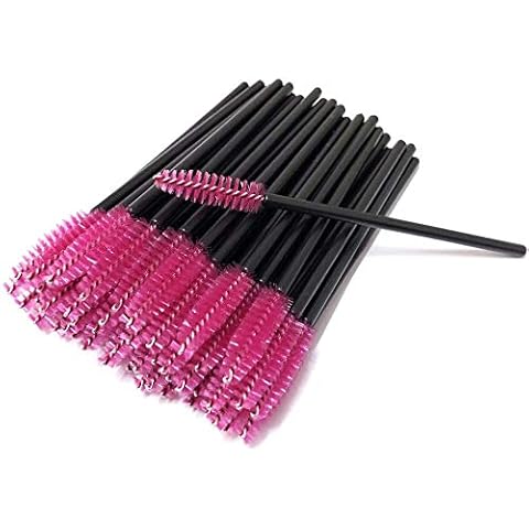 50 PCS Disposable Eyelash Brushes Mascara Wands Eye Lash Eyebrow Applicator Cosmetic Makeup Brush Tool Kits (Rose Red) Cover