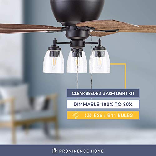 Prominence Home Arthur, 52 Inch Industrial Farmhouse Flush Mount Led Ceiling Fan With Light, Pull Chain, Three Mounting Options, Dual Finish Blades, Reversible Motor - 51486-01 (Espresso) #TOP2