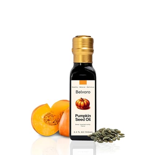 Belvoro Toasted Styrian Pumpkin Seed Oil | 270-Year Tradition | 100% Pure, Unrefined Roasted Pumpkin Seed Oil for Gourmet Cooking | Supports Heart Health & Hair Growth | Glass Bottle 3.4 FL Oz