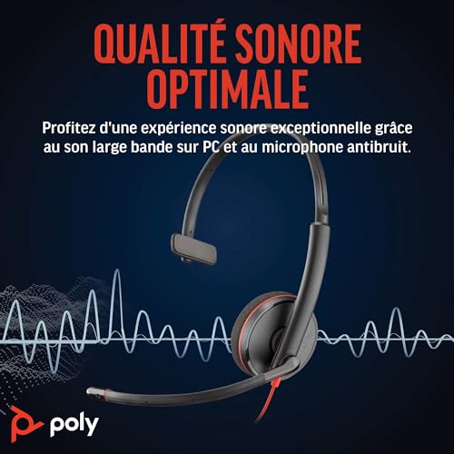 Micro-casque Poly Blackwire 3210 monaural pour visioconférence et cours en ligne - 2