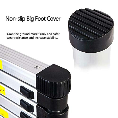 Aluminum Extension Ladder 8.5Ft Non-Slip Extending Attic Loft Ladder Lightweight Folding Ladders Extendable Multi Purpose 9 Steps, 150Kg/330Lb Load Capacity #TOP4