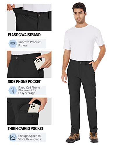 Puli Mens Hiking Cargo Pants Slim Fit Lightweight Waterproof Stretch Casual Work Outdoor Travel With Pockets Black 36 #TOP2