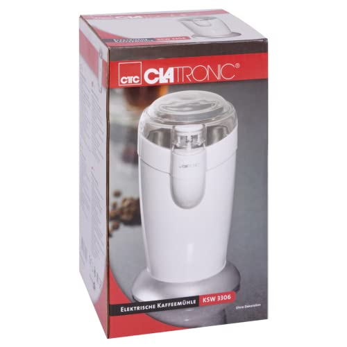 Clatronic elektrische Kaffeemühle, Kaffeemühle mit Edelstahlschlagmesser, Fassungsvermögen 40 g, 120-Watt Motor, weiß… – Bild 8