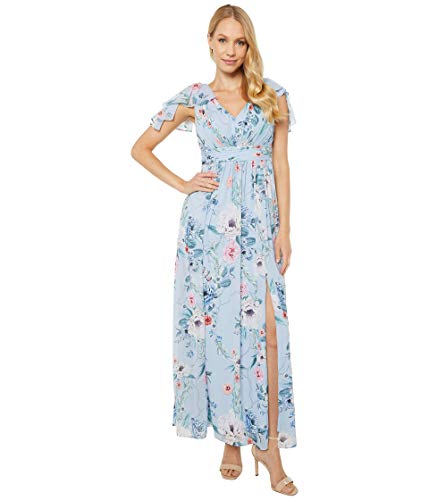 Adrianna Papell Petite Printed Chiffon Gown, Glacier Multi, 10 Petite