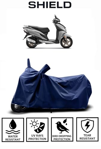 Image of Shield Heavy Duty Scooty Cover for Honda Dio | All-Season, Tear-Proof Fabric | with Side Mirror Pocket & Buckle Belt | Honda Dio Scooty Cover (Blue)