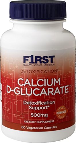 F1RST® Calcium D-Glucarate Dietary Supplement Supports Natural Detoxification. 500 mg 60 Vegetarian Capsules.