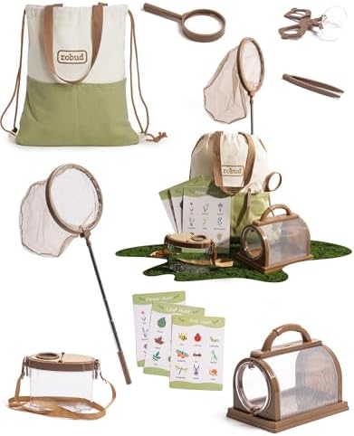 ROBUD Kids Explorer Kit, Bug Catcher Kit with Costume Set, Outdoor Exploration Set for Camping, Montessroi Toy for Kids Coming Closer to Nature，WRP07