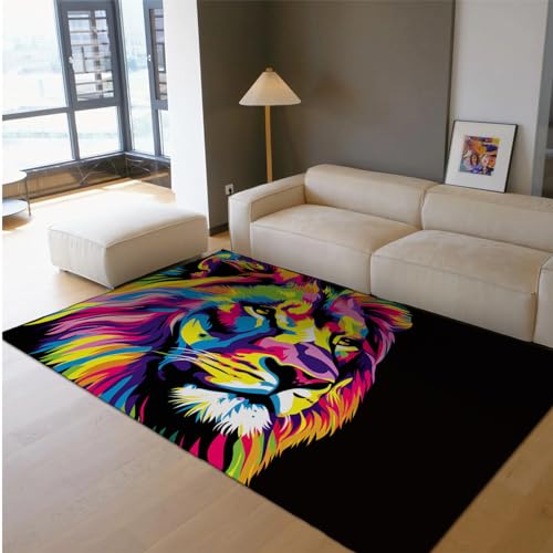 Tapis antidérapant lion graffiti pour sécuriser le sol - 3