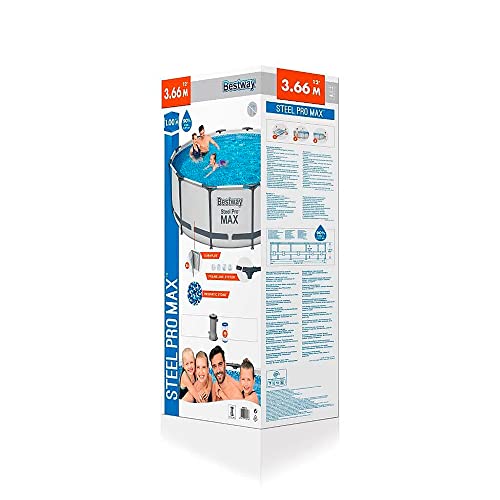 Bestway 56260 Steel Pro Max Above Ground Swimming Pool, With Filter Pump 12 Feet X 39.5 Inch , White #TOP4