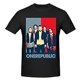 Alxoy Onerepublics Shirt Men's Personalised Graphic Short Sleeve Tshirt Fashion Breathable Cotton Top Tees Black 4X-Large