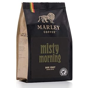 Misty Morning Dark Roast, Gemalen Koffie van Donker Gebrande Koffiebonen, geproduceerd door Marley Cofee, een bedrijf…