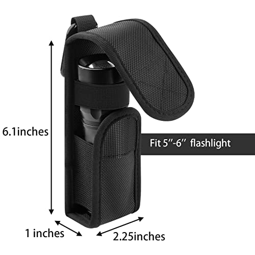 Xxerciz Tactical Flashlight Holster, Duty Belt Tactical Molle Torch Holder With Carabiner, 1680D Nylon Carry Pouch Tool Sheath For Camping Hunting Travel, Fit For 5-6" Flashlight #TOP1