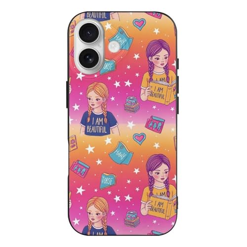 UTRSIFB Classic Protective Compatible for iPhone 17 Case African American Black Girl Book Art, Shockproof TPU with Wireless Charging Compatibility