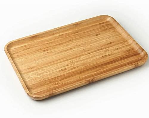 Bamboo Wooden Rectangle Serving Tray Board Flat Platter Large 30cm Wooden Plate Serving Board for Kitchen Home