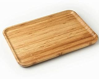 Bamboo Wooden Rectangle Serving Tray Board Flat Platter Large 30cm Wooden Plate Serving Board for Kitchen Home