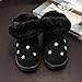 Girls Winter Warm Fuzzy Lined Thick Snow Boots Cute Snowflake Embroidery Faux Fur Thermal Ankle Boots Black