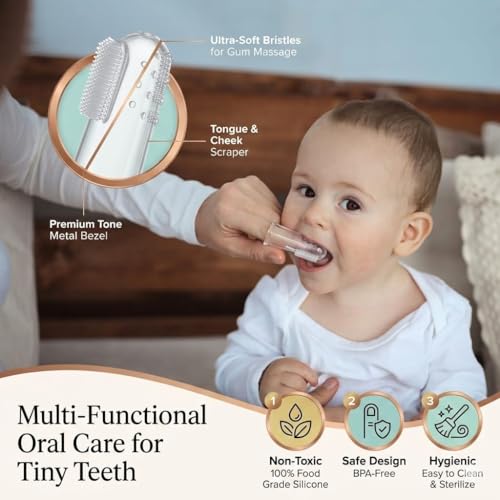 Image of Mom's Lap Ultra Soft Finger Brush for Babies, 100% Food Grade Silicone, BPA Free, with Portable Case, 2 Pcs