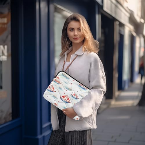 Funda para portátil de 13-14 pulgadas impermeable con diseño de barcos miniatura 7