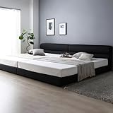 RASIK ベッド ワイドキング200(シングル+シングル) フレームのみ ブラック シルバー脚 すのこ PVCレザー ファブリック ロータイプ お客様組立 NOBILIS ノビリス