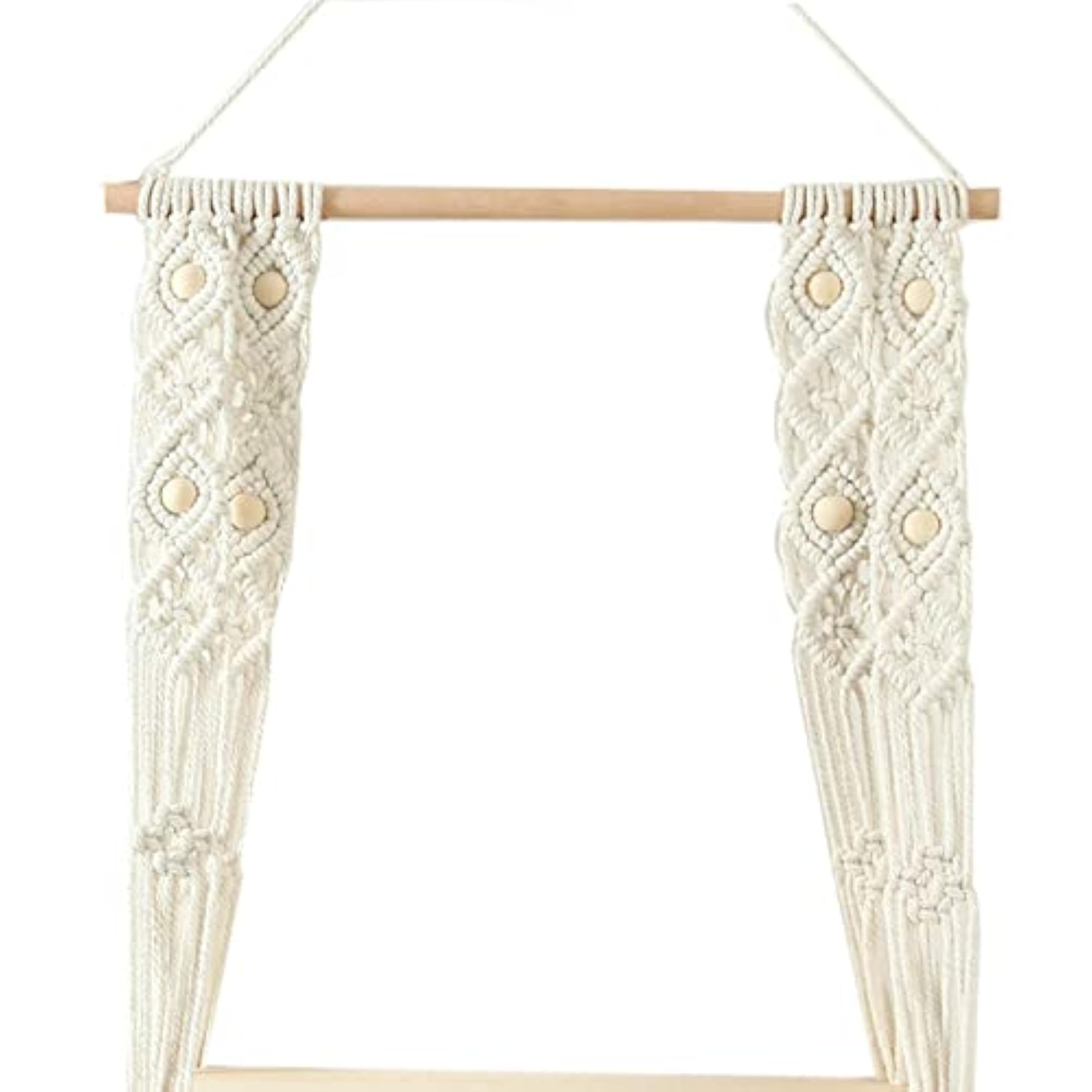 Boho Macrame Tassel Tapestry Wall Hanging Shelf for Home Decor