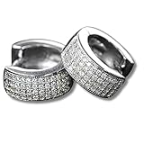 Brinco Unisex 'Highstyle' – Cravejado com Zircônias – Semijoia de Luxo em Prata – Brilho Intenso – Acompanha Bolsa de Veludo