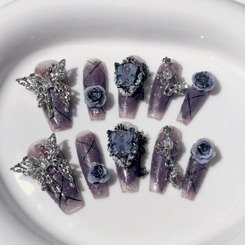 Handmade Wearing Armor Butterfly Japanese Butterfly Shadow Detachable Nail Fake Nail Patch(S)