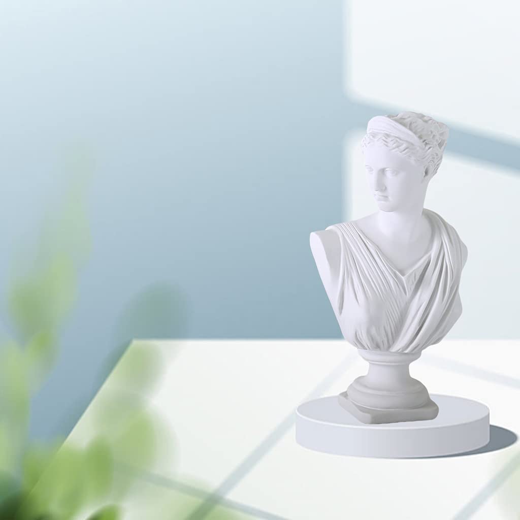 Baoblaze 12 Pouces Classique Grec Diana Buste Statue Ancienne Grecque Sculpture Figurine décor Maison résine Artisanat pour Croquis Pratique, Blanc