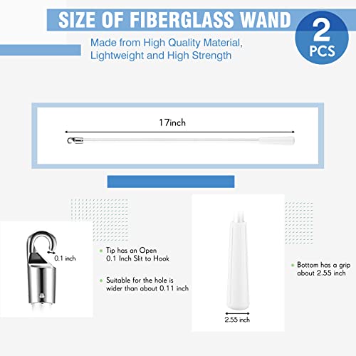 Bokon 2 Pieces White Fiberglass Blind Wand Vertical Blinds Replacement Parts Blinds Stick Replacement With Hook And Handle Curtain Stick Blind Tilt Wand For Window Opener Accessory (17 Inch) #TOP1