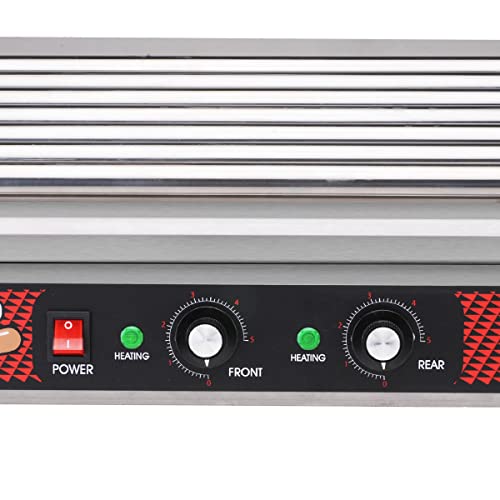 Image of Hot Dog Roller Machine - Stainless-Steel Cooker with 7 Non-Stick Rollers - Cooks 18 Hot Dogs - Concession Stand Supplies by Great Northern Popcorn