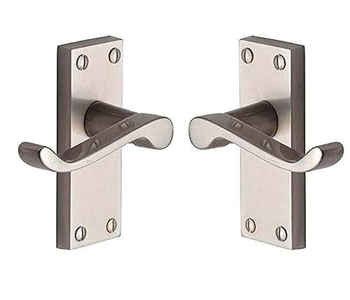 I Ironmongery Solutions Satin Nickel Ironmongery Solutions® Internal Victorian Scroll Lever Short Latch Door Handle Set In Polished Brass, Polished Chrome, Satin Chrome, Finishes (Short Latch, )