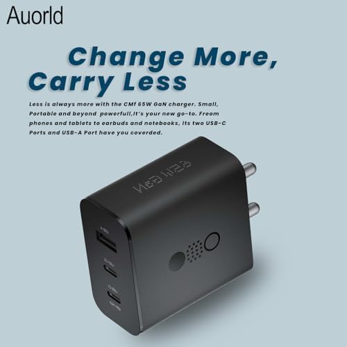 Image of 65W CMF by Nothing Super Fast Charger Adapter for CMF Phone 1 /Nothing Phone 2A /Phone 2a Plus /Phone 2 /Buds, CMF 65w Power Charger Adapter for Mobile, 65W Type C Charging Adaptor, Black