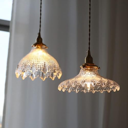 Suspension en Verre Clair Dôme Texturé pour Éclairage de Plafond Moderne - 4