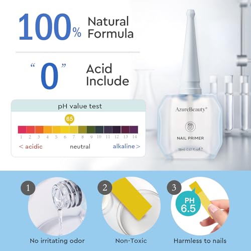 Image of AZUREBEAUTY 18ml Nail Dehydrator and Primer, Acid-Free Nail Prep Kit | Hema-Free No Lifting Bond for Gel Polish & Acrylic, Quick Dry Professional Natural Nail Primer for Long Lasting Manicure