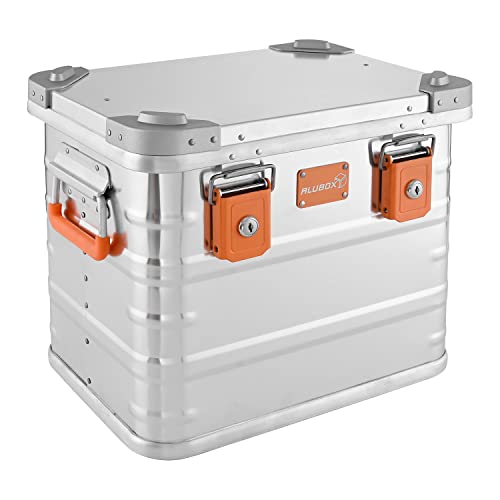 Alubox Alukiste abschließbar E31 - Premium Aluminium Lagerbox 31 Liter - Deckel mit Aluminium Druckguss Stapelecken und Gummidichtung - inklusive Schlösser