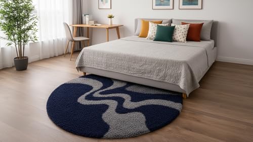 Image of Vintage Threads (Grey Cut 5x5 Ft Shaggy Carpet for Living Room & Bedroom | Ultra Soft Plush Long Pile Rug | Thick Fluffy 3D Modern Floor Carpet | Cozy Luxury Home Decor Rug