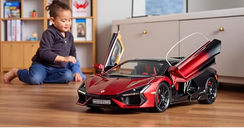 Image of Invite Enterprise 1:24 Lamborghini Revuelto Diecast Metal Pull Back Car - 4 Openable Doors with Sound & Light | Perfect Toy Decoration & Gift for Kids【Red-Color】