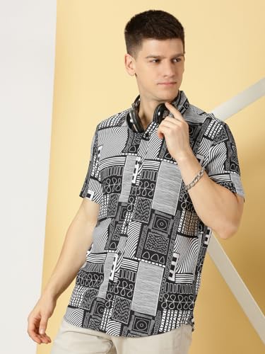 Image of Thomas Scott Men's | Printed | Half Sleeve | Regular Fit | Cotton Blend | Spread Collar | Casual Shirt